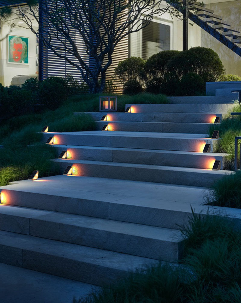 4 Pcs White Bright 14-LED Solar Powered Step Lights - Automatic Outdoor Waterproof Illumination for Stairs, Deck, Pathway & Garden (Warm White)