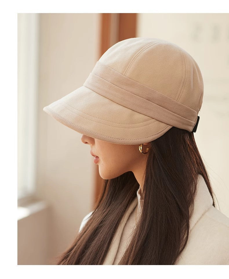 Black Elegant Warm Bucket Hat - Minimalist Color Block Design, Face-Slimming Style for Autumn & Winter