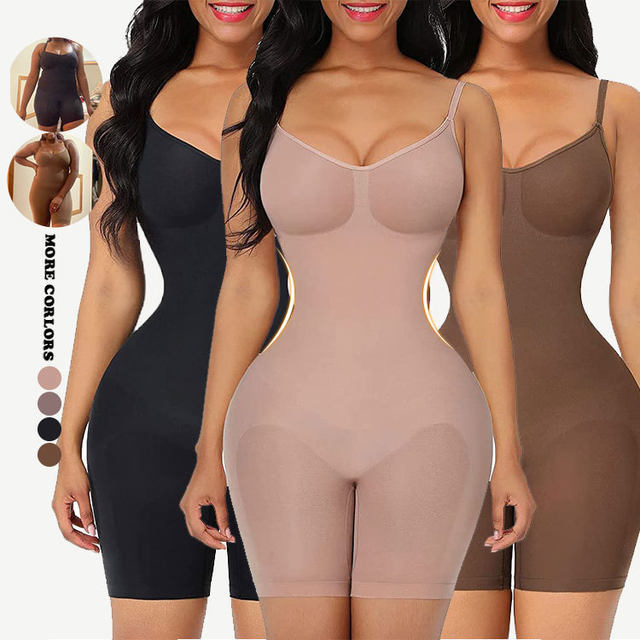 Size M Black Seamless Full Body Shaper for Women - Tummy Control, Butt Lifter & Thigh Slimmer Bodysuit
