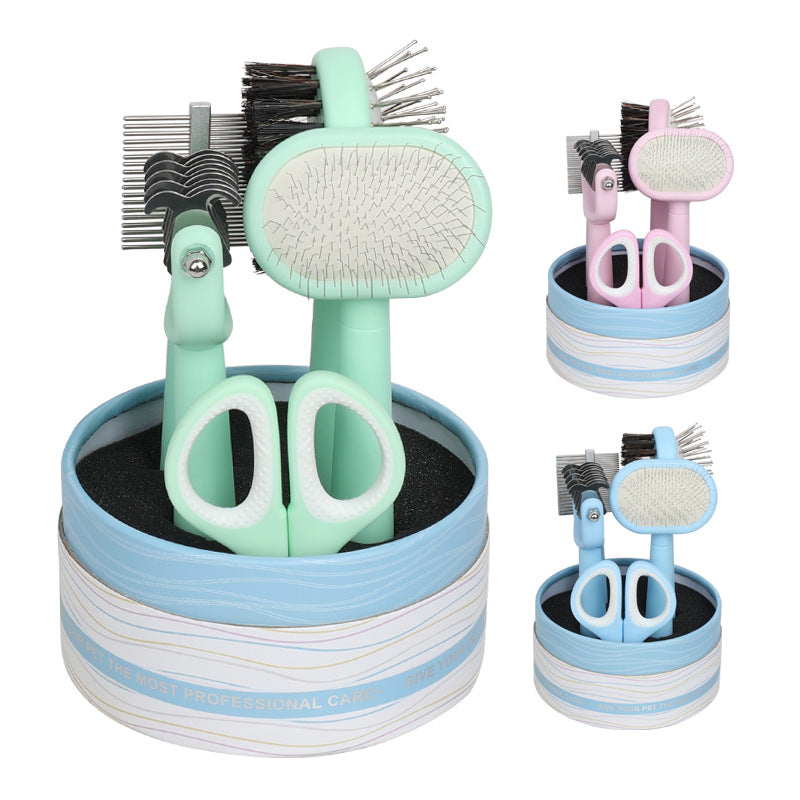 Green And Blue Complete 5-in-1 Pet Grooming Care Kit - Professional Deshedding Brushes, Combs & Nail Clippers Set for Dogs & Cats