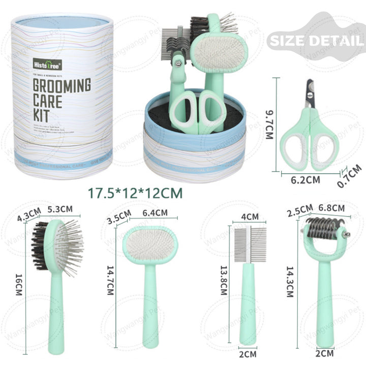 Blue Complete 5-in-1 Pet Grooming Care Kit - Professional Deshedding Brushes, Combs & Nail Clippers Set for Dogs & Cats
