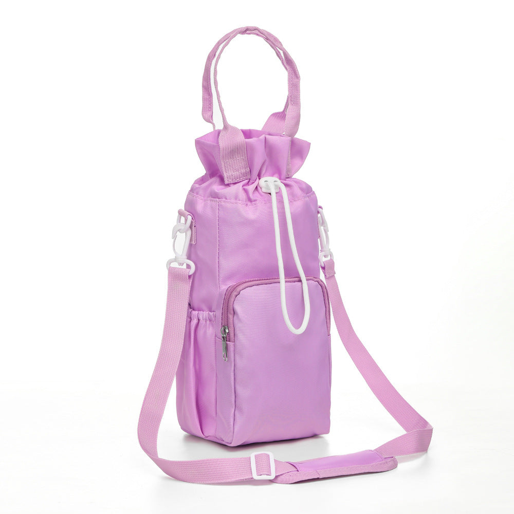 Purple Insulated Tumbler Carrier Bag - Crossbody Water Bottle Holder with Pockets & Adjustable Strap for Large Cups (Note: cup not included)