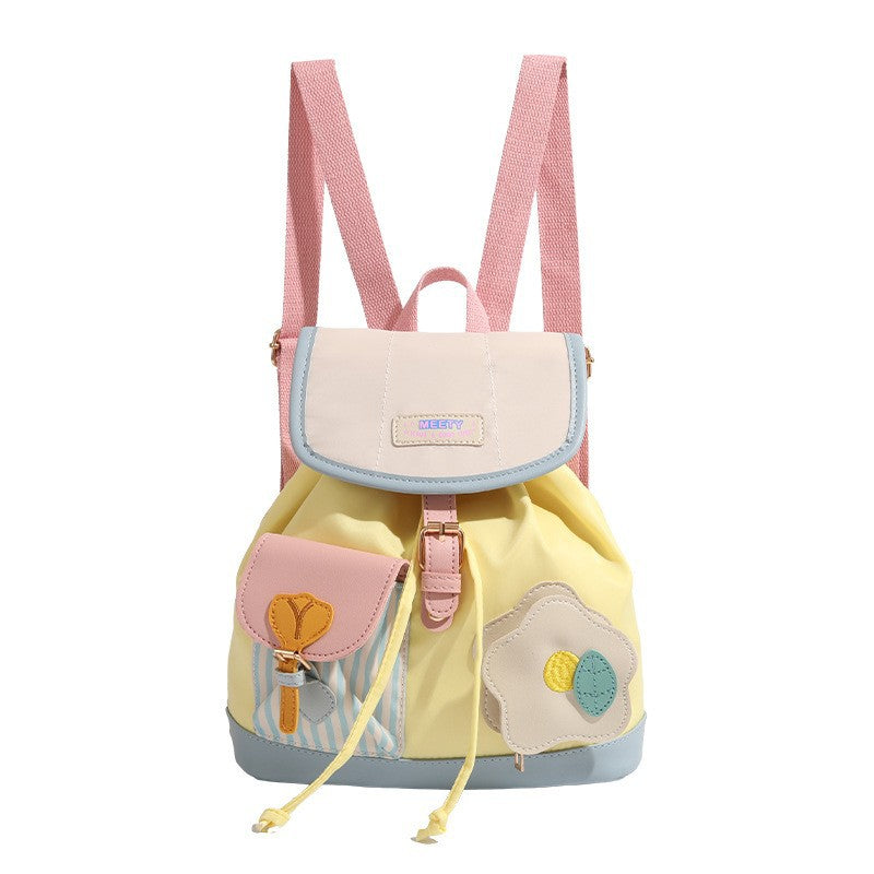 Colorful Chic Colorblock Mini Backpack - Cute Canvas Student Daypack, Lightweight Commuter Bag