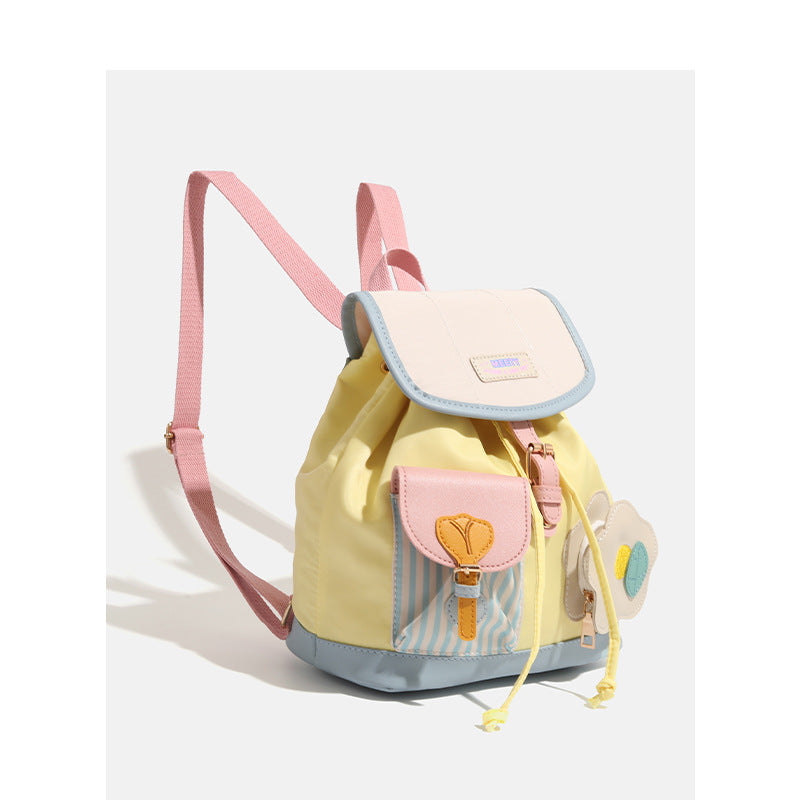 Colorful Chic Colorblock Mini Backpack - Cute Canvas Student Daypack, Lightweight Commuter Bag