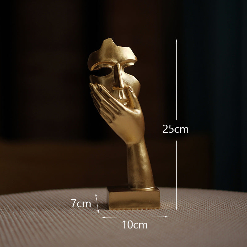 Gold Style 2 Elegant Abstract Face Sculpture - Modern Resin Art Figurine, Hand & Mask Home Decor Accent