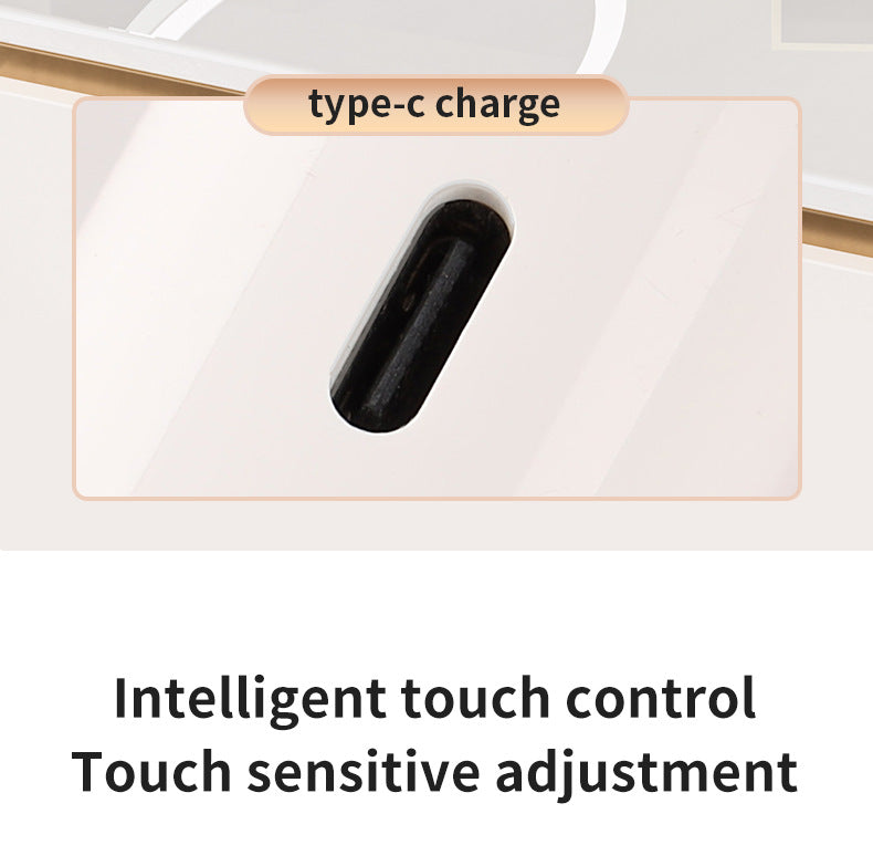 Pink Large Round Foldable LED Makeup Mirror - 22cm Desktop Vanity with 3 Color Lights & Stepless Dimming