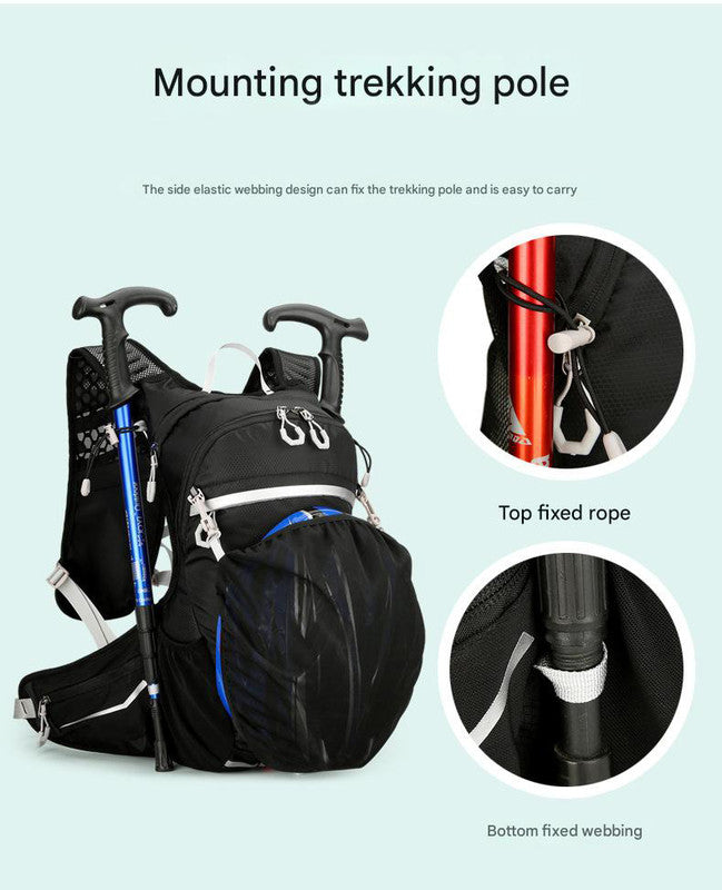 Red Lightweight 16L Outdoor Cycling & Hiking Backpack - Water-Repellent Nylon Daypack with Reflective Strips