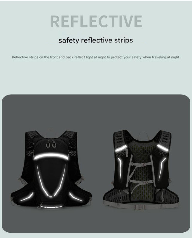 Red Lightweight 16L Outdoor Cycling & Hiking Backpack - Water-Repellent Nylon Daypack with Reflective Strips