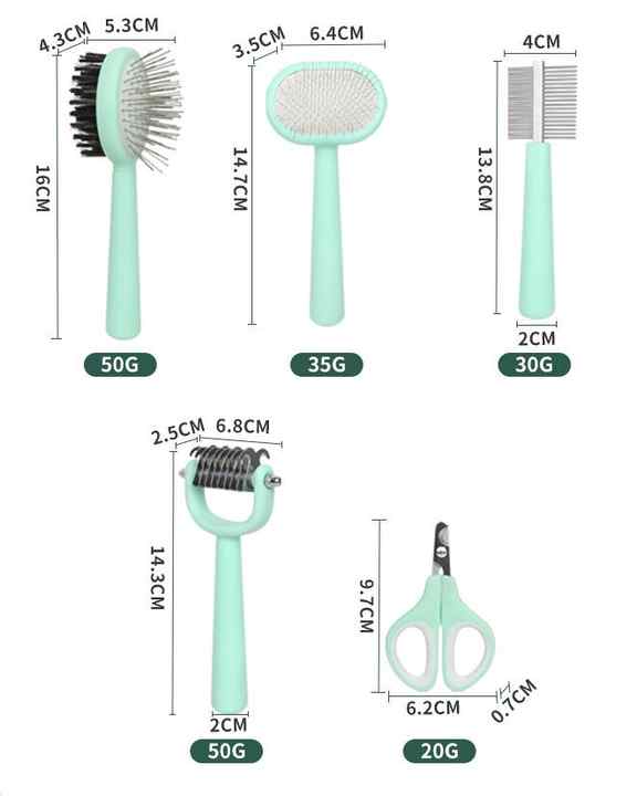 Pink And Blue Complete 5-in-1 Pet Grooming Care Kit - Professional Deshedding Brushes, Combs & Nail Clippers Set for Dogs & Cats