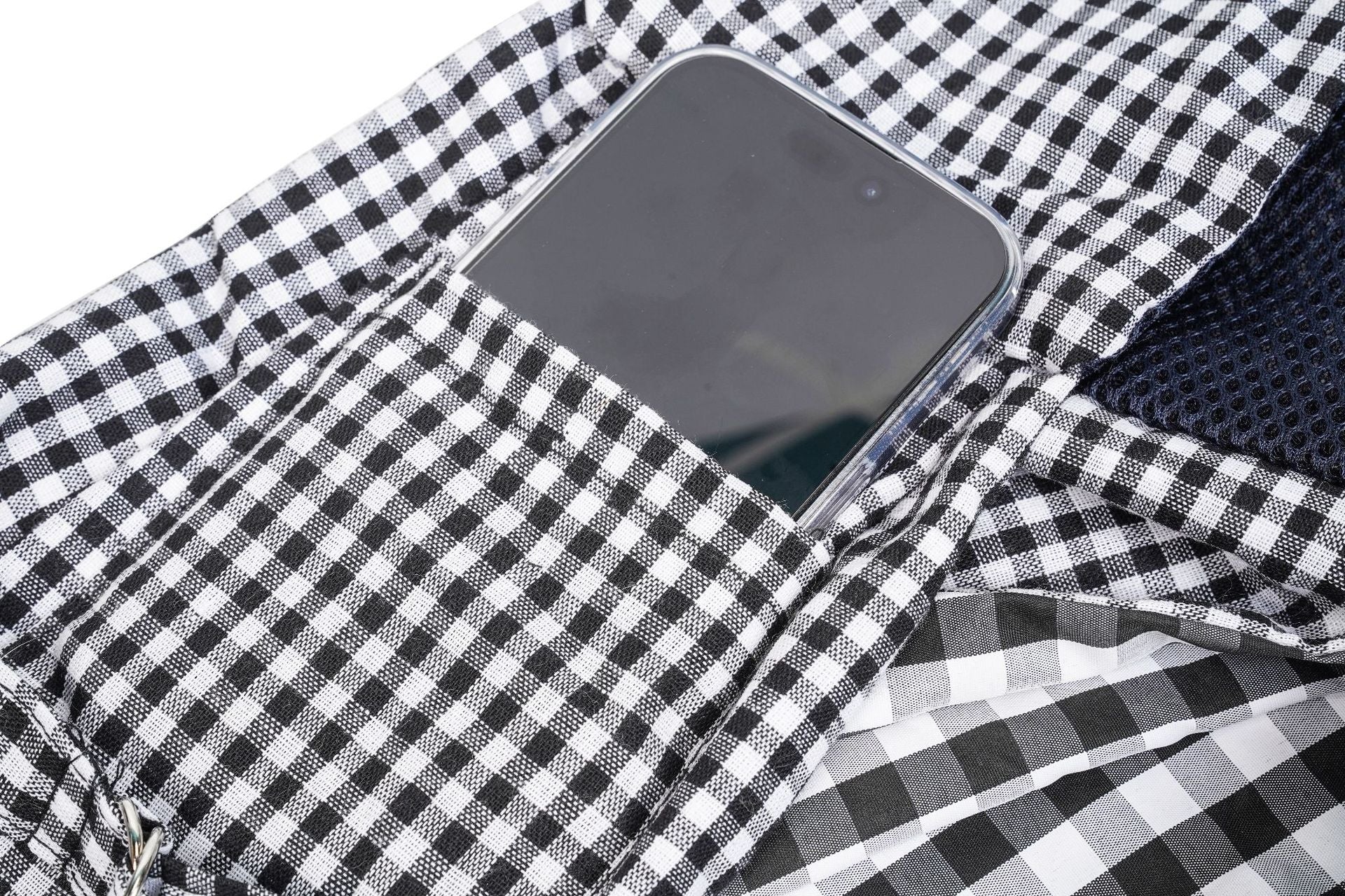 Black and White Checkered Comfortable Pet Sling Carrier for Small Dogs & Cats - Breathable Cotton Checkered Bag, Hands-Free, Safety Features