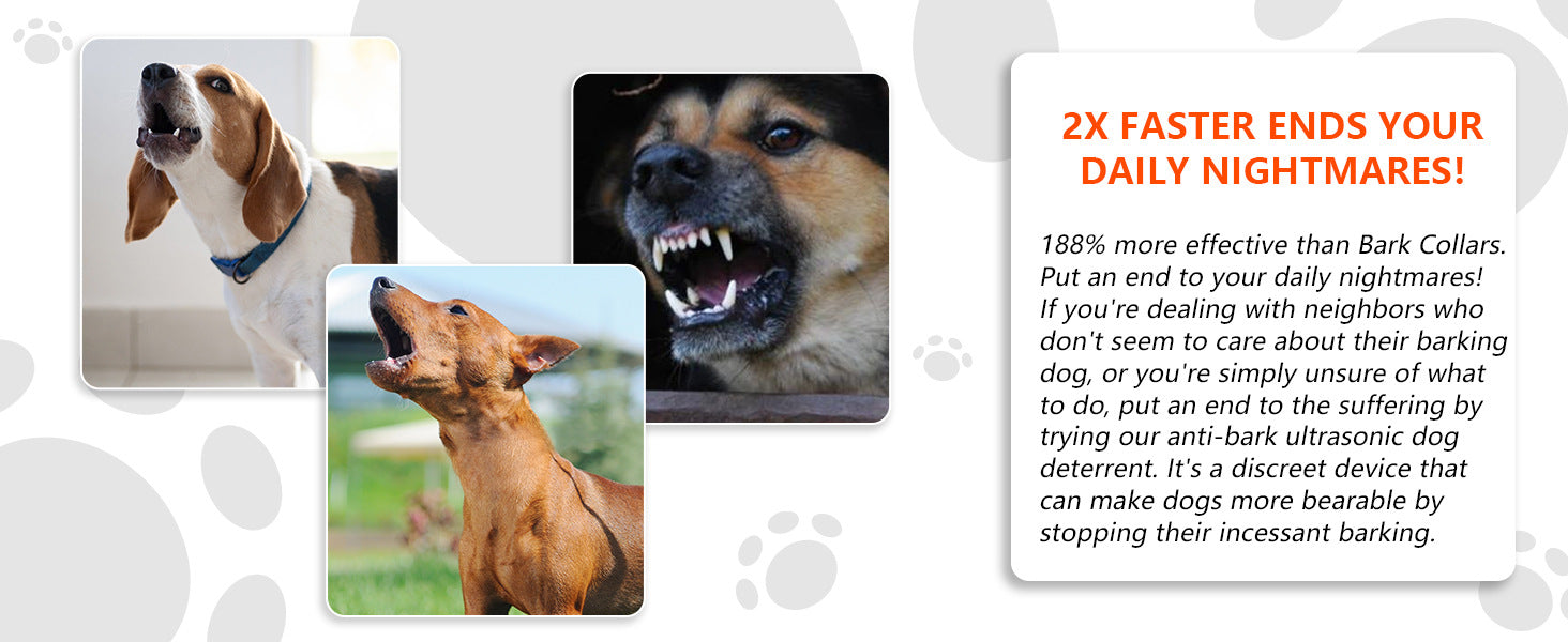 Black Advanced Ultrasonic Dog Bark Control - Dual Emitters, Variable Frequency, IP65 Waterproof, 75ft Range, Rechargeable