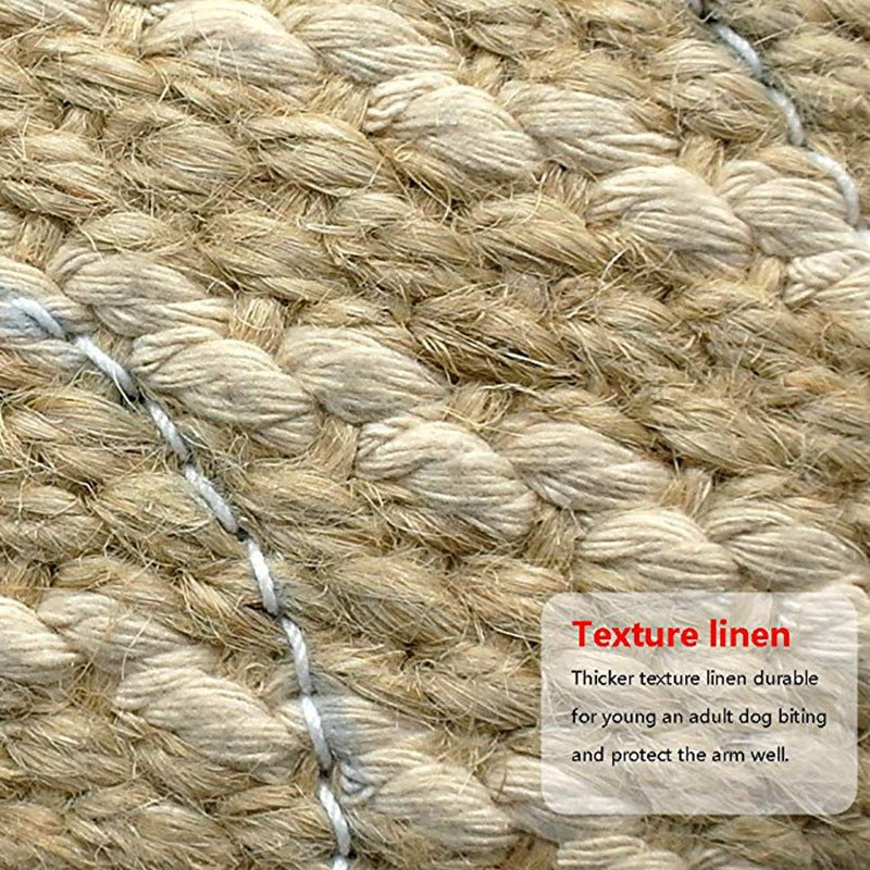 Yellow and Khaki Heavy Duty Jute Dog Bite Pillow - Professional Training Tug Toy with 3 Handles for Schutzhund, K9, Agility & Bite Work