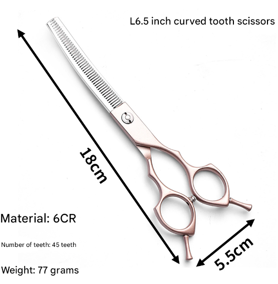 Rose Gold and Silver Professional 6.5 Inch Pet Grooming Thinning Shears - 45-Tooth Stainless Steel Texturizing Scissors for Dogs & Cats