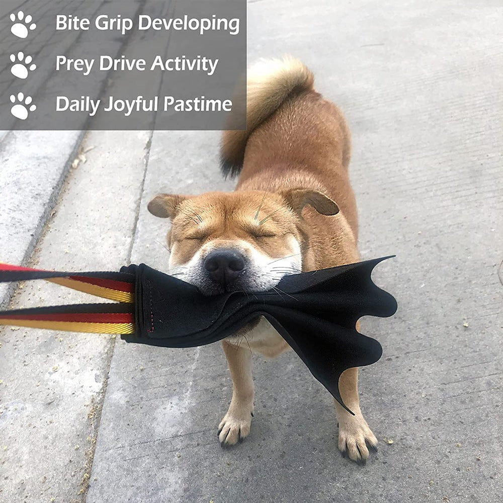 Brown Premium Full-Grain Leather Dog Training Tug - Interactive Bite Rag with Strong Loop Handle for Play & Drive Building