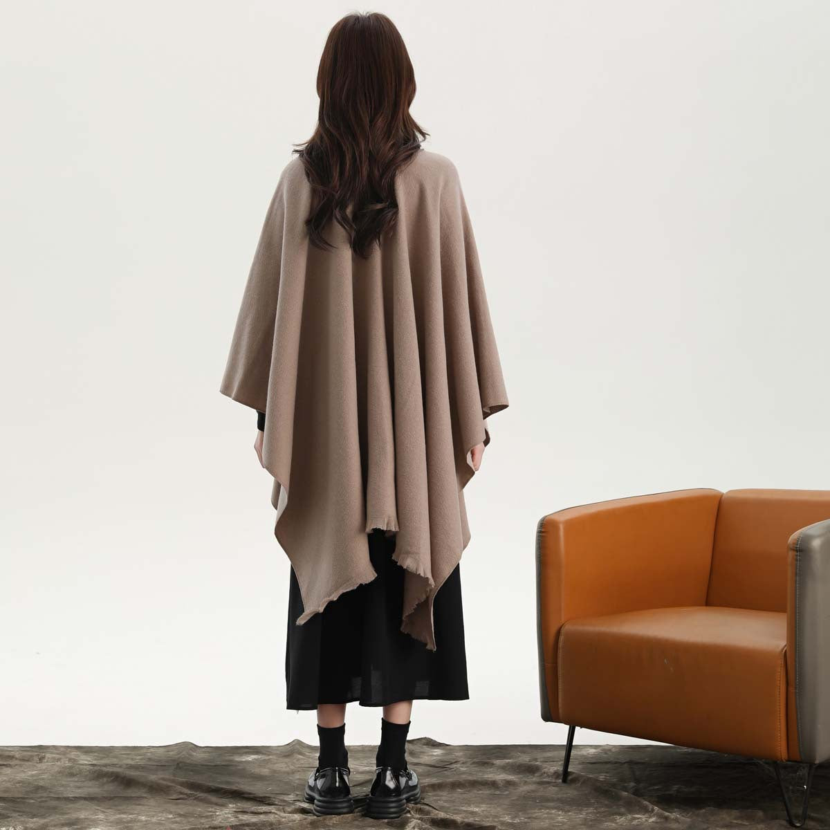 Pink Elegant Soft Knit Poncho Cape - Warm Autumn Winter Shawl Wrap with Side Tie, Thick & Luxurious Feel
