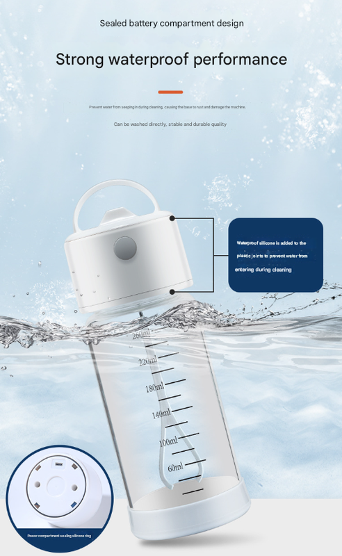 White Portable Electric Self-Stirring Mug - 300ml USB Rechargeable Glass Shaker Bottle for Protein, Coffee & Mixes