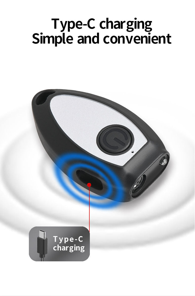 Black Portable Ultrasonic Dog Repeller & Trainer - Anti-Barking Device with LED Flashlight, USB-C Rechargeable