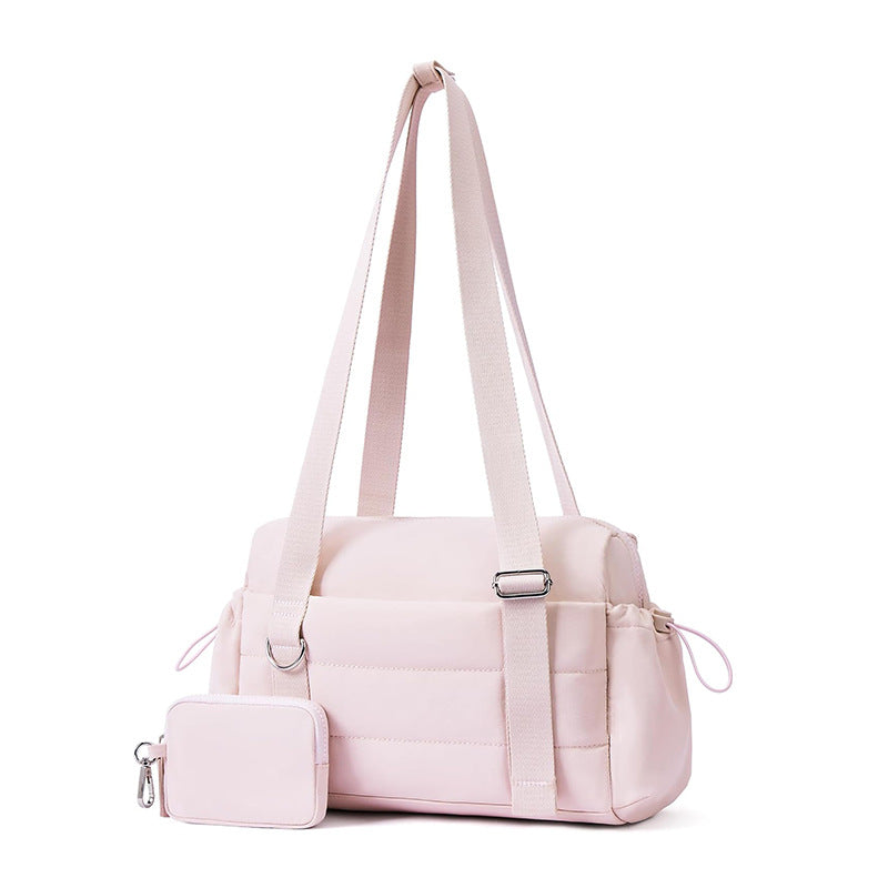 Pink Chic Women's Mini Gym Duffel Bag - Lightweight Nylon Shoulder Tote with Wet Pocket, Multiple Compartments & Removable Pouch