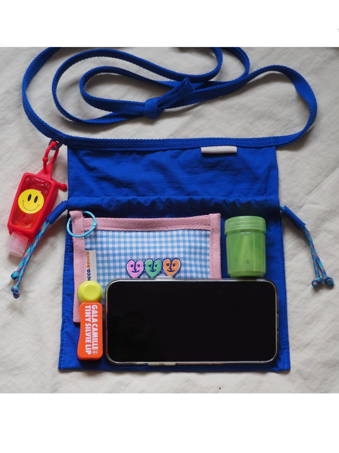 Blue 2PCS Cute Lightweight Drawstring Crossbody Phone Bag - Simple Mini Shoulder Pouch (21x22cm)