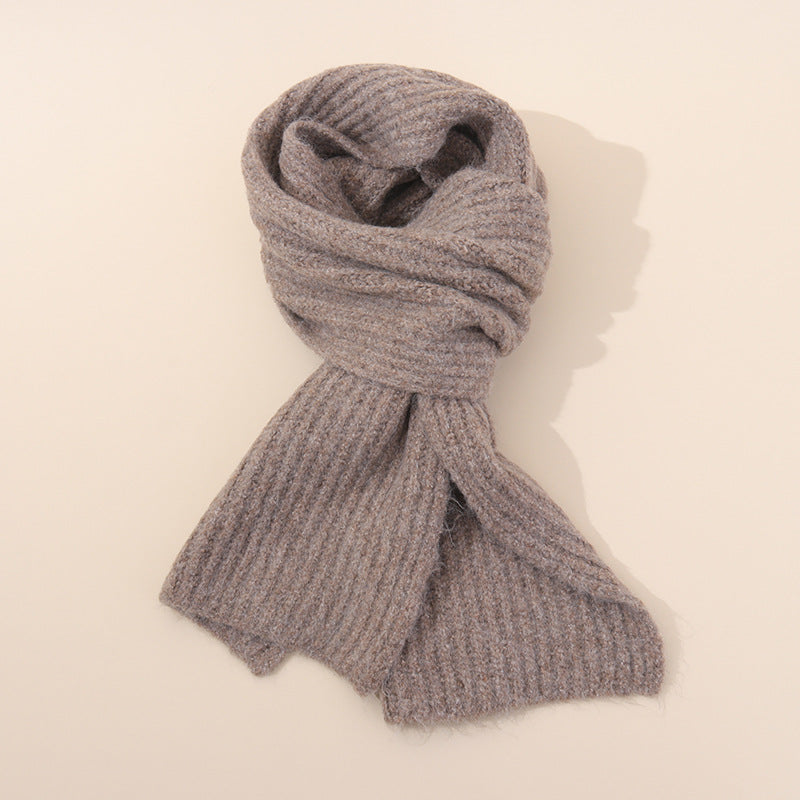 Hemp Grey Soft Ribbed Knit Winter Scarf - Cozy Warm Wool Blend Neck Wrap (160x25cm)