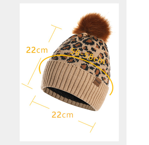 Pink Women's Leopard Print Winter Warm Knit Set - 3 Piece Fleece Lined Hat, Scarf & Gloves