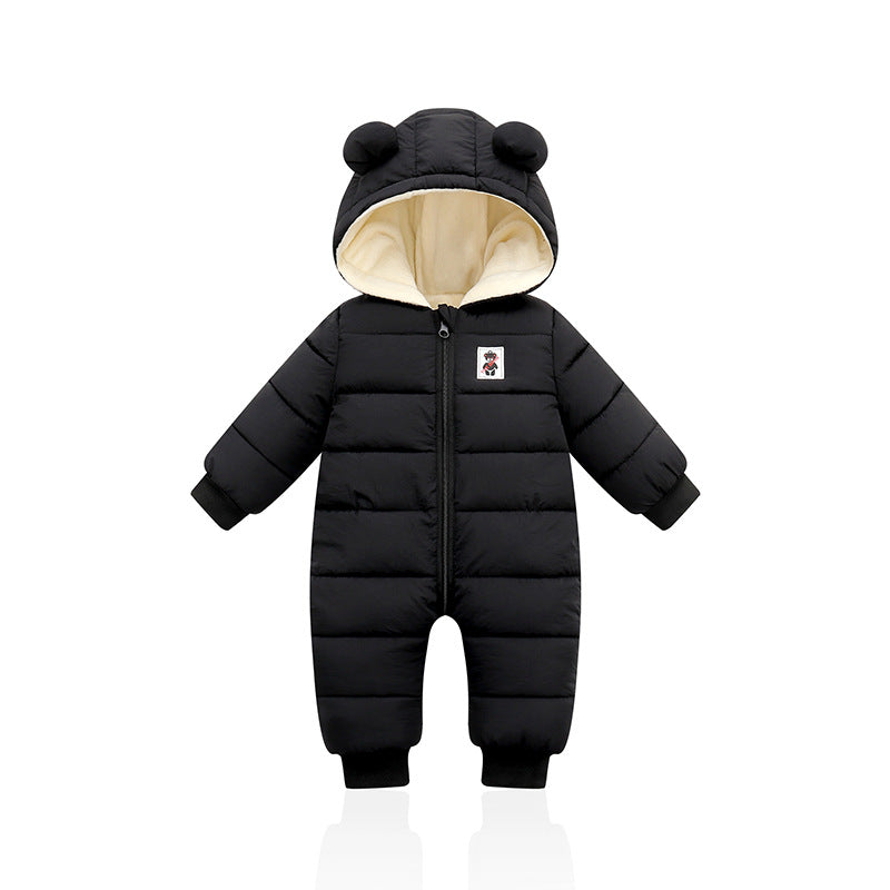 Suitable For Height 66cm Black Baby & Toddler Hooded Padded Snowsuit - Fleece Lined Winter Romper Outerwear