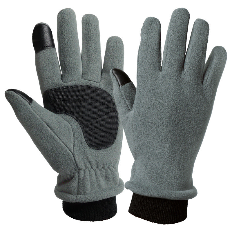 XL Grey Warm Windproof Touchscreen Gloves - Anti-Slip Grip for Winter Cycling & Outdoor Sports