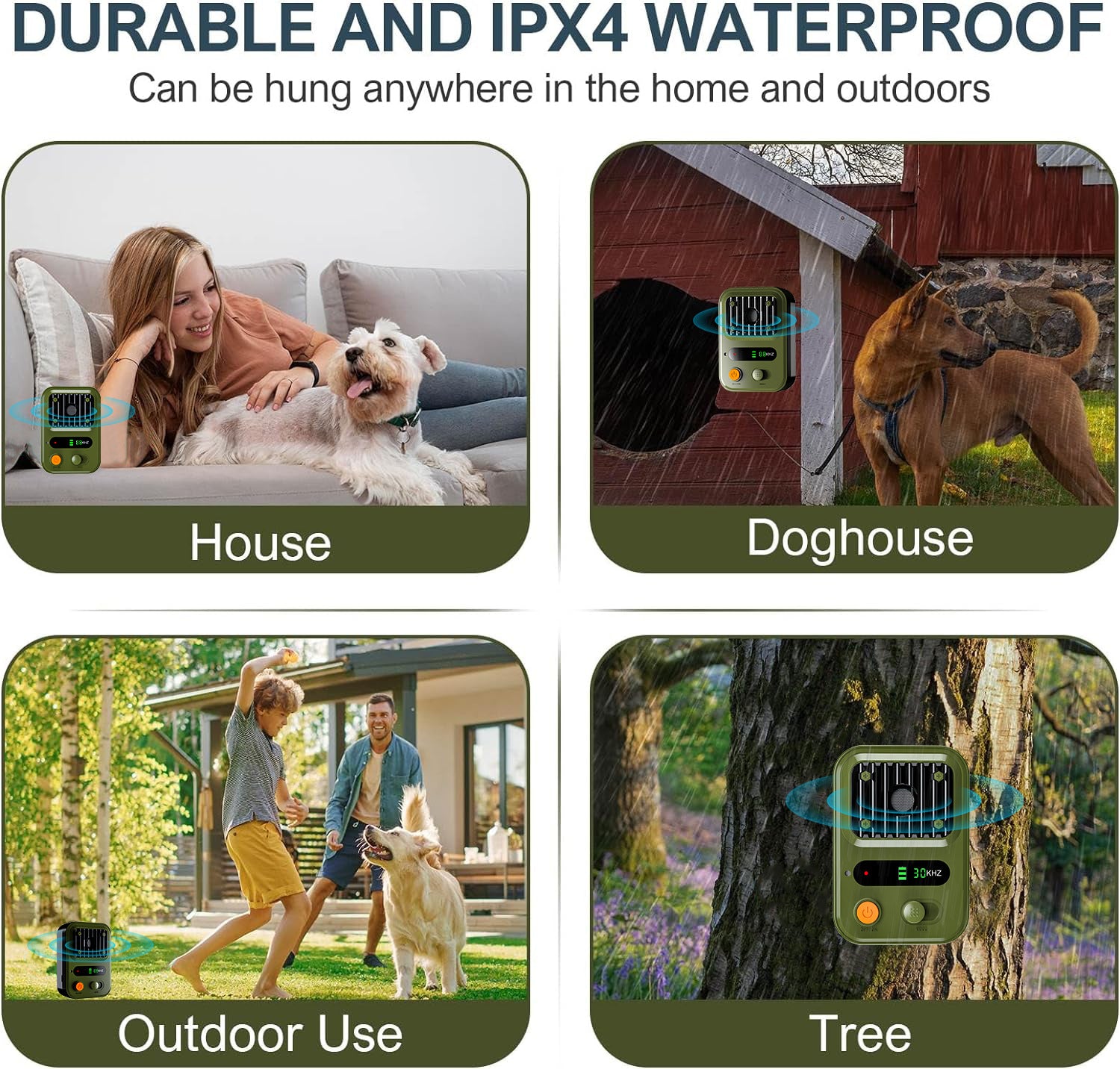 Black USB Rechargeable Color Screen Ultrasonic Dog Repeller - High-Power Anti-Bark Device, 9.2x5.6x13cm, 180g