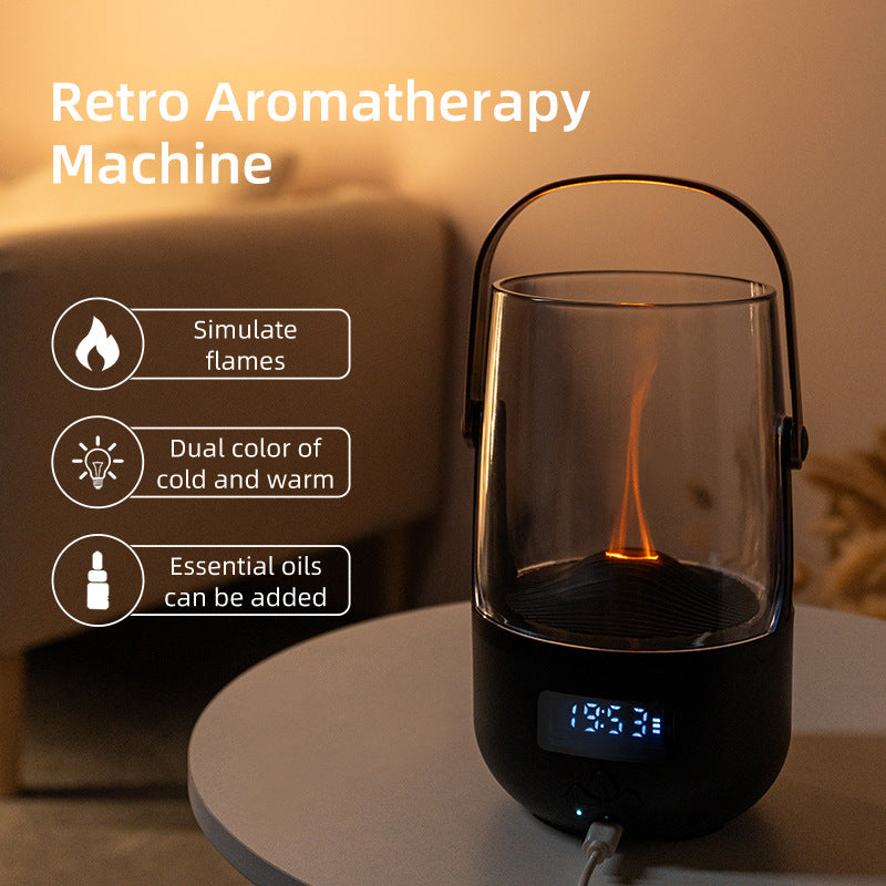 Creative Retro Flame Essential Oil Diffuser - Portable Humidifier for Office, Bedroom & Camping