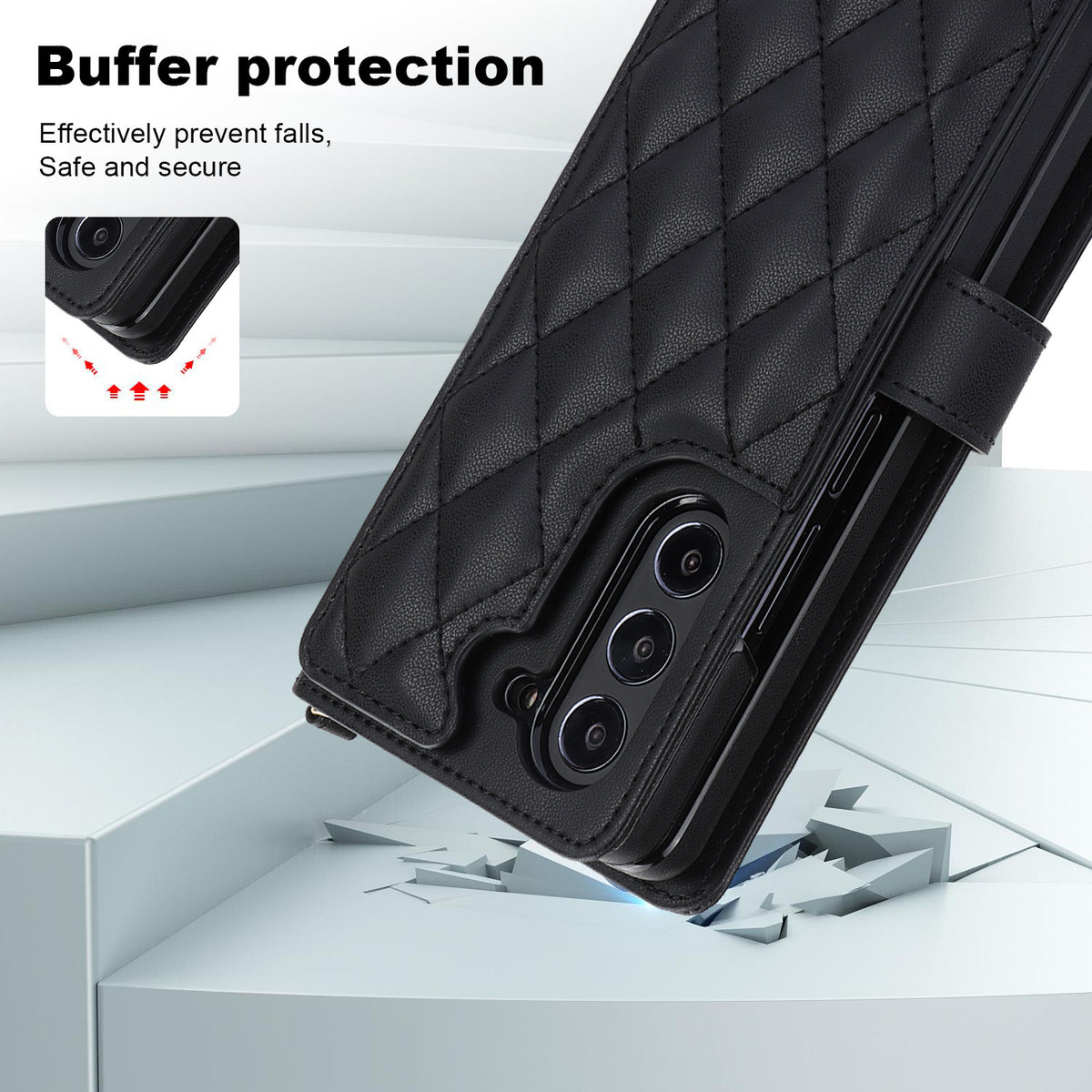 Galaxy Z Fold6 Multi-Functional Leather Wallet Case for Samsung Z Fold Series - Crossbody with Pen Slot, Quilted Design