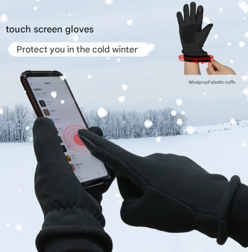 XS Pink Warm Windproof Touchscreen Gloves - Anti-Slip Grip for Winter Cycling & Outdoor Sports