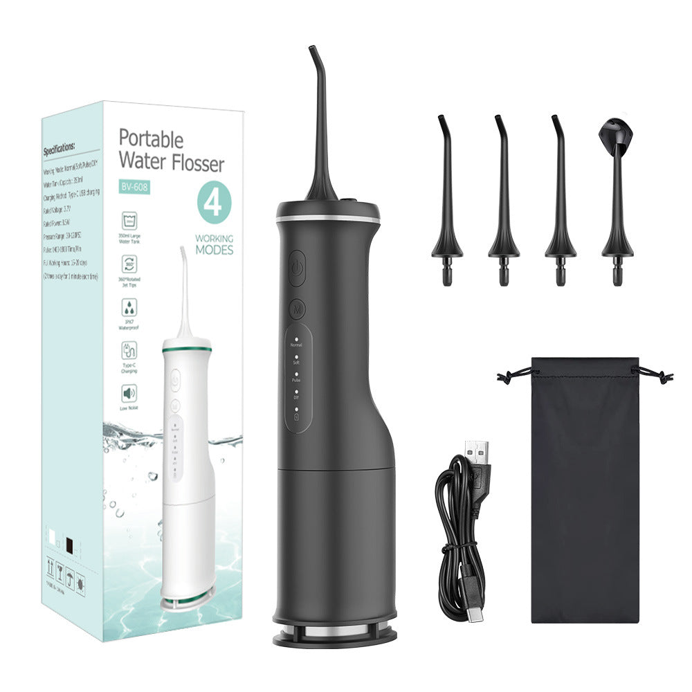 Black Home Electric Oral Irrigator - Portable Water Flosser for Teeth Cleaning