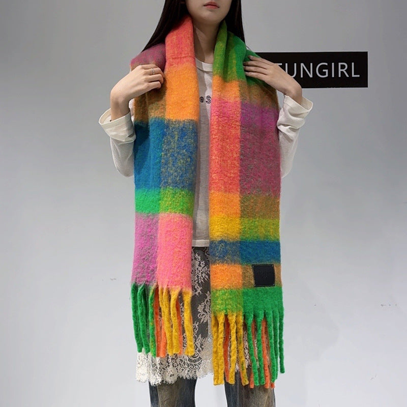 Multicolor Classic Plaid Faux Cashmere Winter Scarf - Warm and Stylish 50 x 180 cm Design