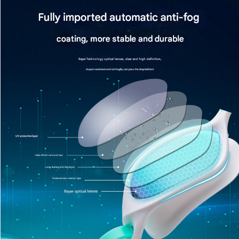 Black-green Premium Full-View Anti-Fog Adult Swim Goggles with Transparent Case