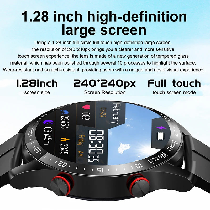 Black Silicone +22MM Black Mitsubishi Steel Strip Business Smartwatch with ECG and PPG Monitoring and Stainless Steel Strap