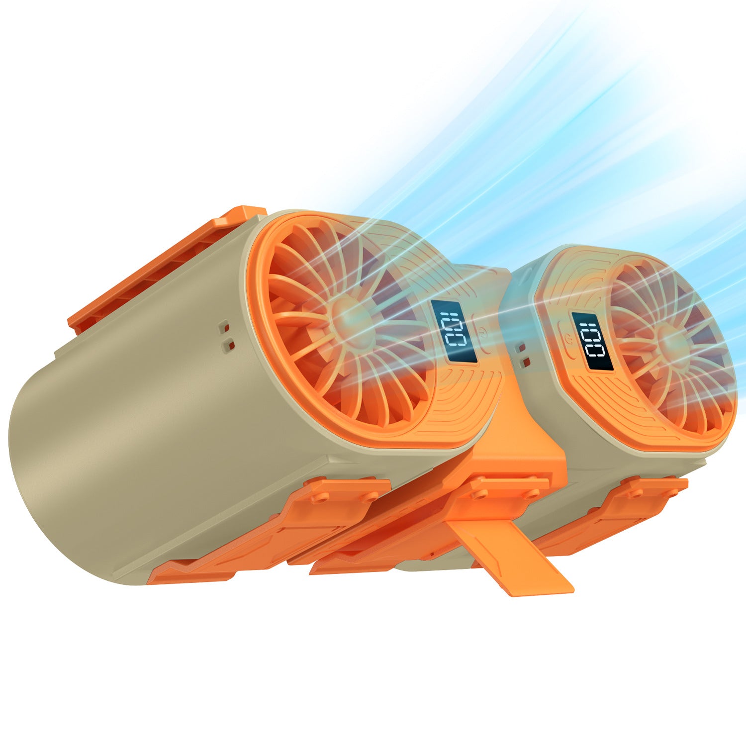 Brown-orange Portable Turbo Waist Fan with Digital Display and Dual Air Outlets