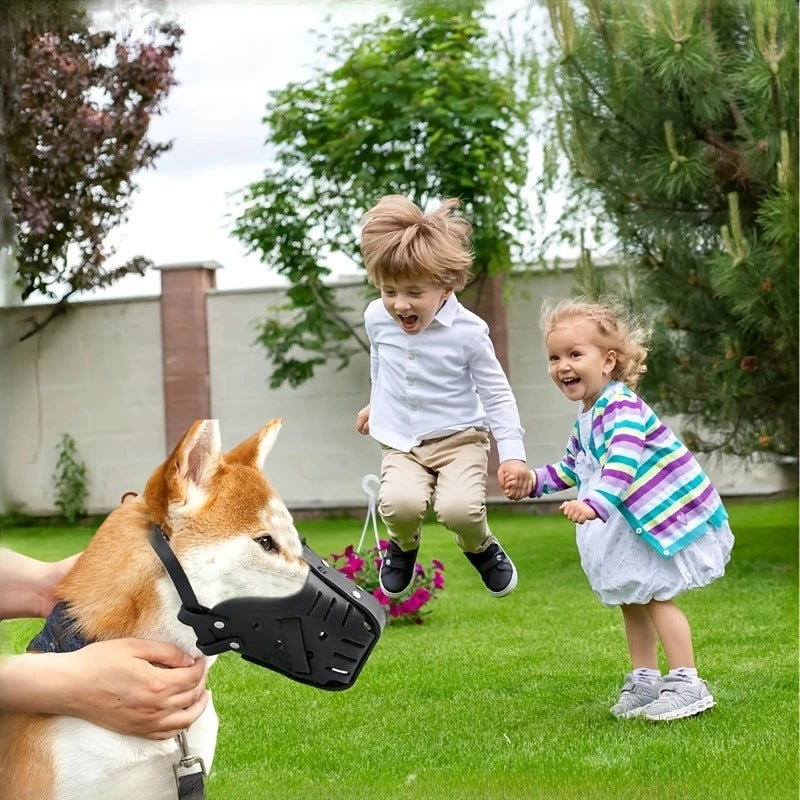 M Adjustable Leather Dog Muzzle for Large Breeds, Anti-Bite and Anti-Bark