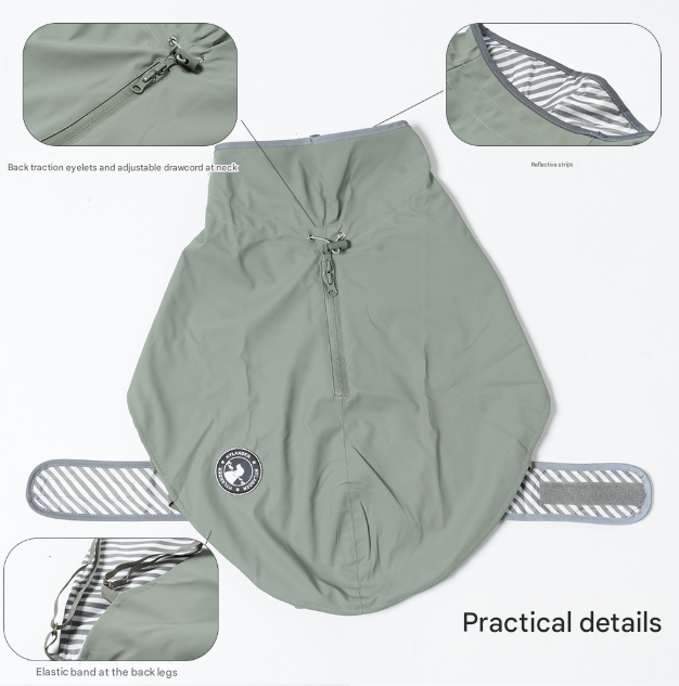 60# Yellow Waterproof Reflective Dog Raincoat for Small to Large Dogs