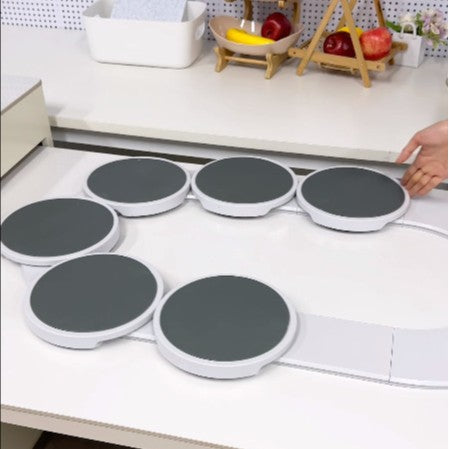 White 8 discs TheLazy Susan Revolution - Portable 22cm Rotating Food Tray for Easy Sharing