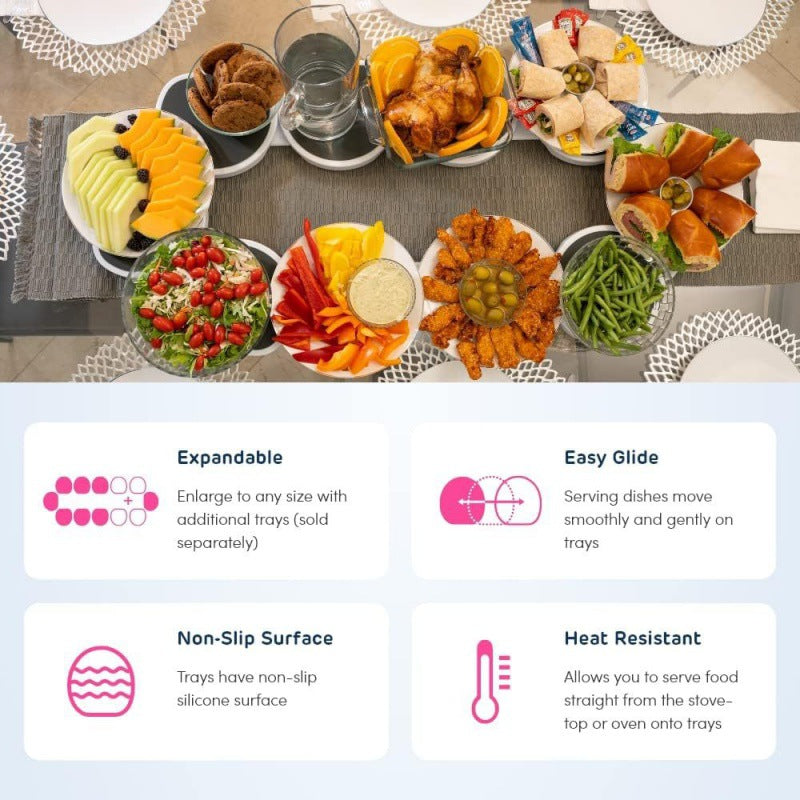 White 8 discs TheLazy Susan Revolution - Portable 22cm Rotating Food Tray for Easy Sharing