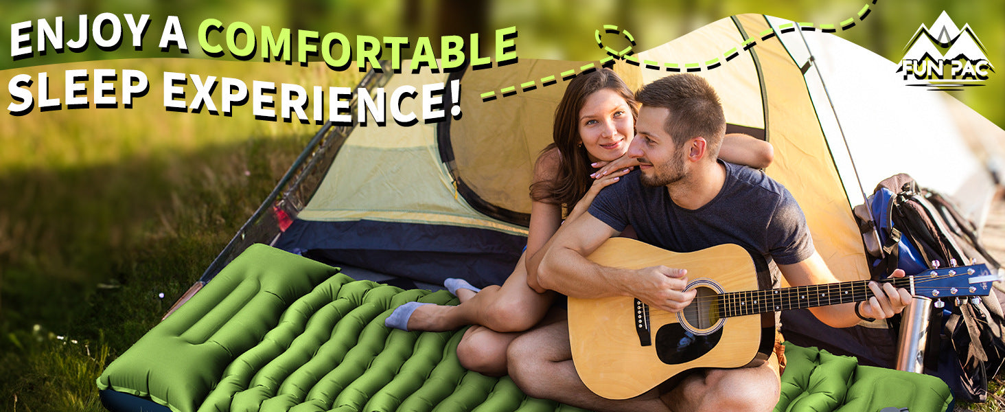 Green 190cm Ultra-Light Foot Pump Inflatable Camping Sleeping Pad