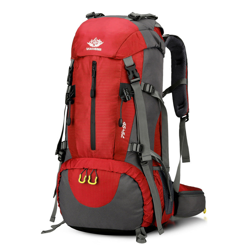 Red Nylon Hiking Backpack - Multifunctional Outdoor Sports Bag