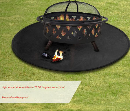 30-Inch Black Fireproof Mat for Fire Pit and BBQ - Silicone Coated
