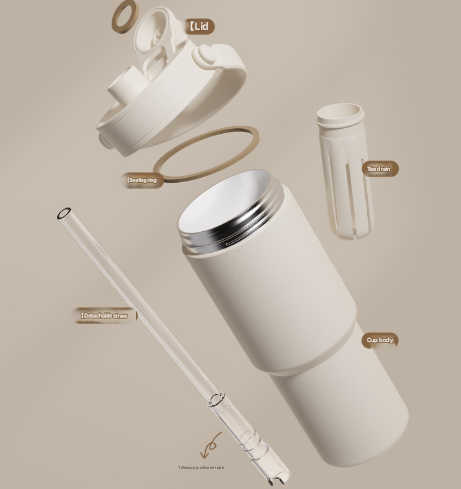 Creamy White - Baby 3 30oz Ceramic-Lined Insulated Tumbler with Handle, 735ml Stainless Steel Travel Mug