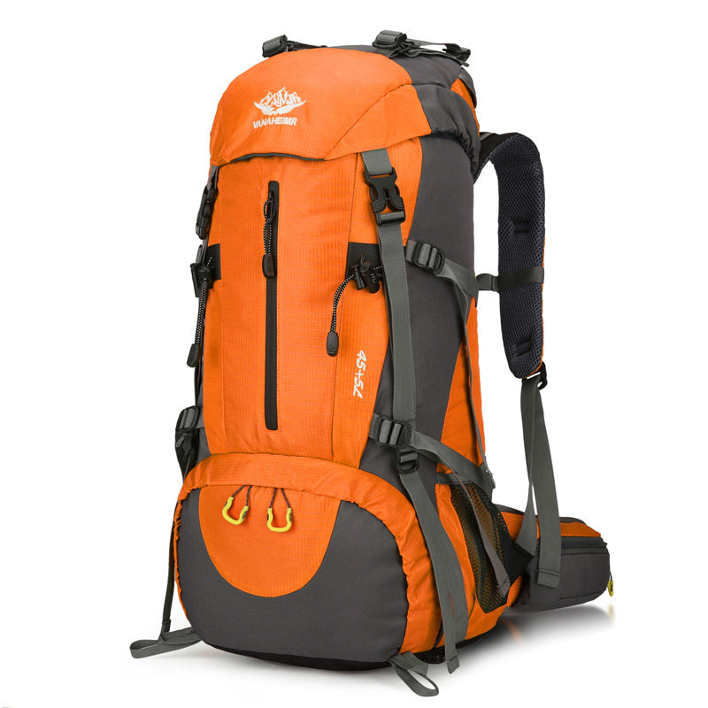 Orange Nylon Hiking Backpack - Multifunctional Outdoor Sports Bag