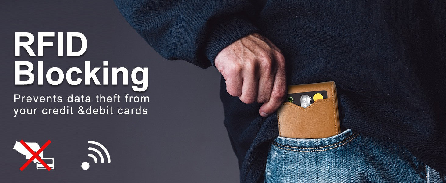 Men's Slim Leather Bifold Wallet - RFID Blocking, 11 Card Slots, ID Window(Twill black and red)