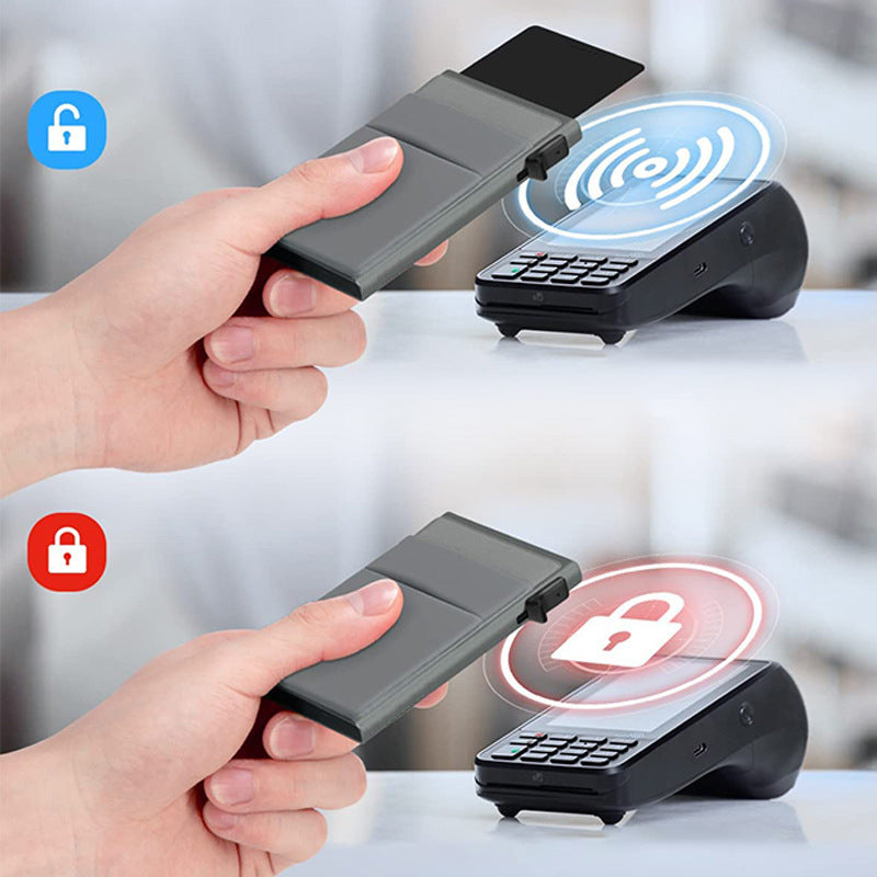 Ultra-Slim Pop-Up Card Holder Wallet with RFID Blocking(Black + Black Card Holder)