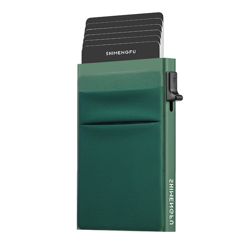 Ultra-Slim Pop-Up Card Holder Wallet with RFID Blocking(Green + Green Card Holder)