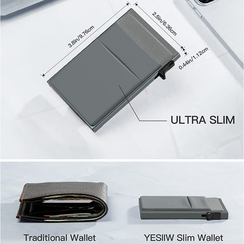 Ultra-Slim Pop-Up Card Holder Wallet with RFID Blocking(Green + Green Card Holder)
