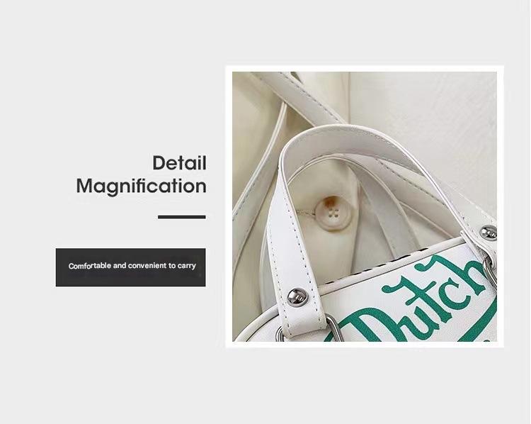 Retro Print PU Leather Dome Satchel Bag - Versatile Crossbody & Handbag(white)